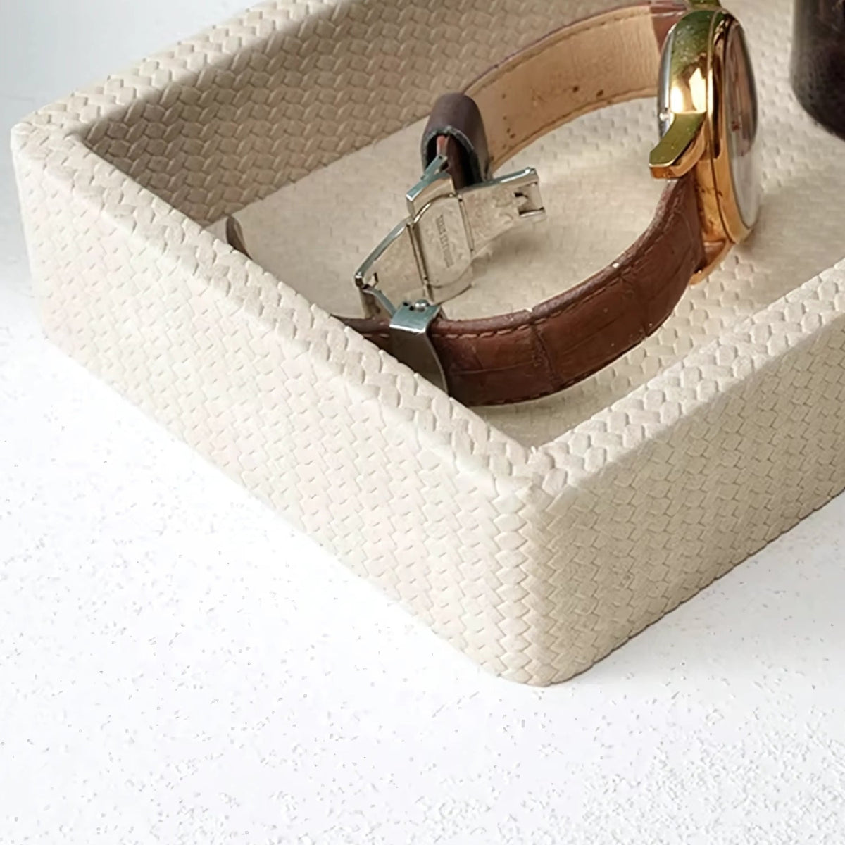 Creston Desk Organiser Tray - Croc-Textured Wood, Elegant Storage for Essentials