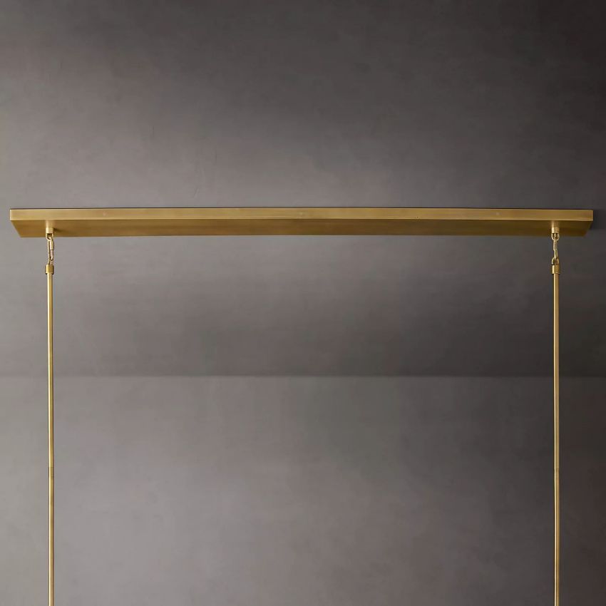 Linear Crystal Chandelier Brass & Glass LED Dining Room Statement Lighting Fixture Contemporary for Kitchen Island
