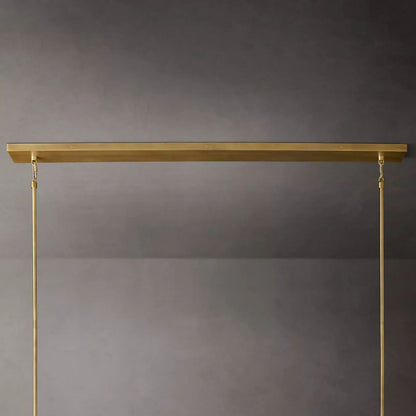 Linear Crystal Chandelier Brass & Glass LED Dining Room Statement Lighting Fixture Contemporary for Kitchen Island