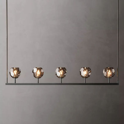Linear Crystal Chandelier Brass & Glass LED Dining Room Statement Lighting Fixture Contemporary for Kitchen Island