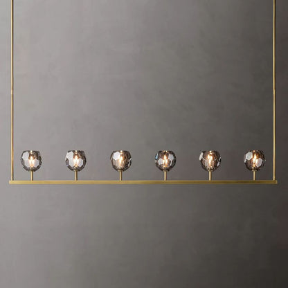 Linear Crystal Chandelier Brass & Glass LED Dining Room Statement Lighting Fixture Contemporary for Kitchen Island
