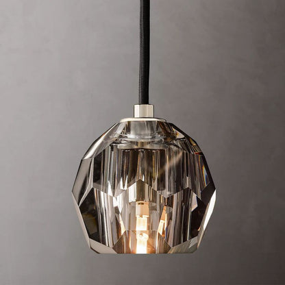 Crystal Globe Pendant Light Fixture with Brass Frame for Dining Room Kitchen Island Modern Single Bulb Hanging Ceiling Lamp Adjustable