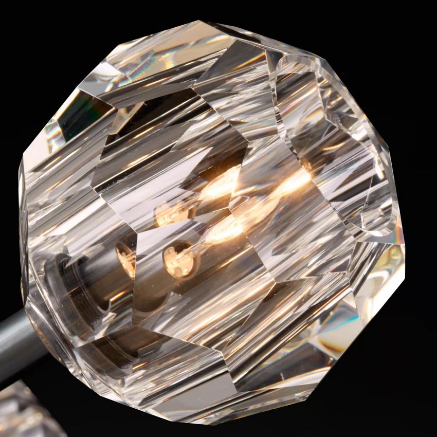 Crystal Globe Pendant Light Fixture with Brass Frame for Dining Room Kitchen Island Modern Single Bulb Hanging Ceiling Lamp Adjustable