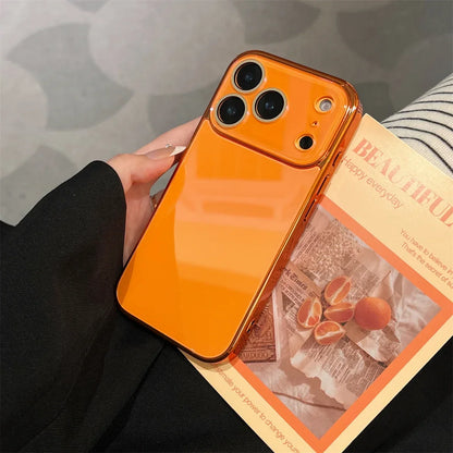 Tempered Glass iPhone Case with Camera Lens Shield & Plated Edges – Shockproof Protection for iPhone 11-17 Pro Max