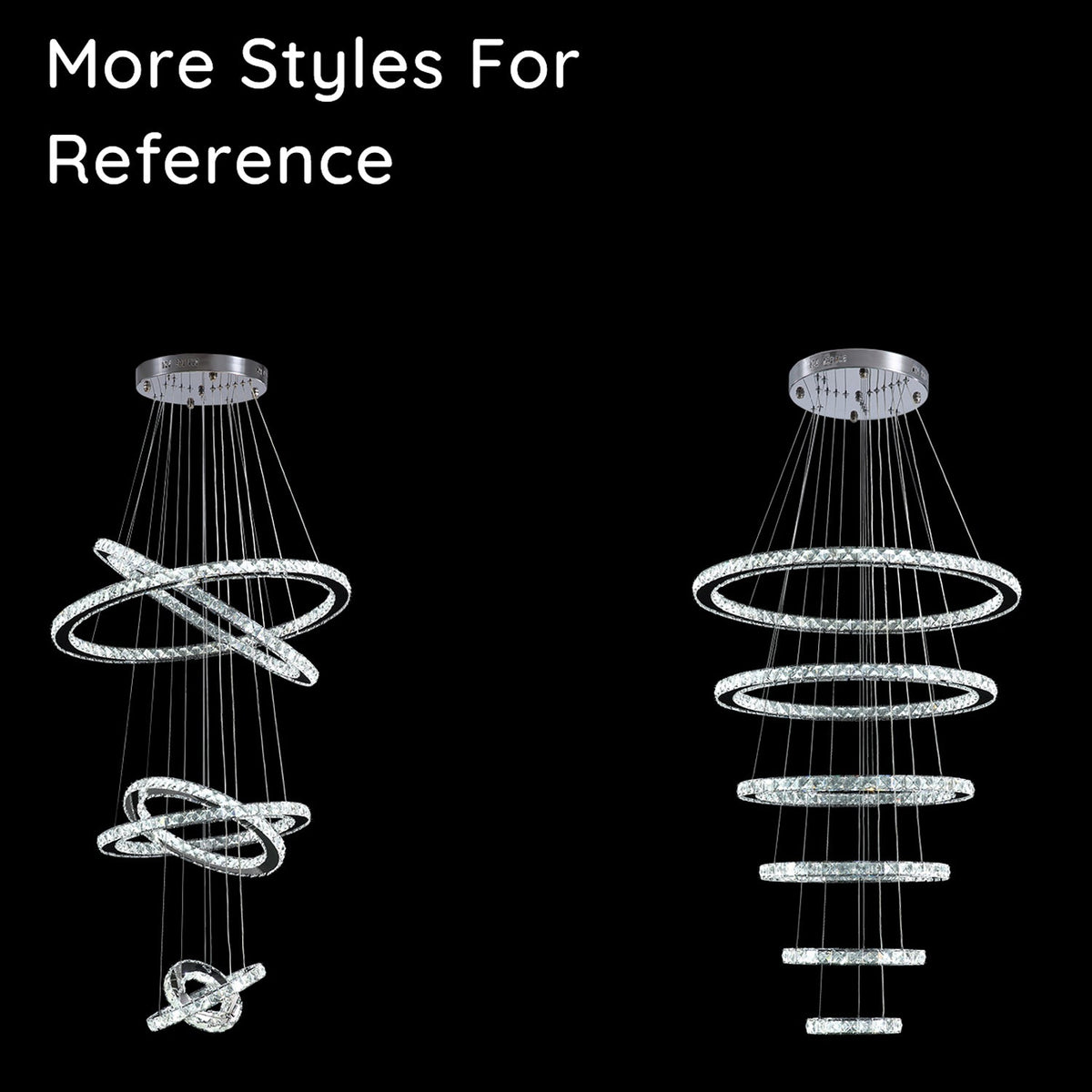 Adjustable Circle Hanging Light Fixture with K9 Crystal Accents for Dining Room & Living Room