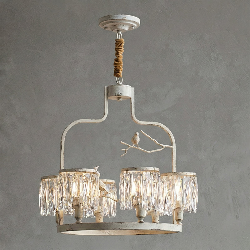 Crystal Hanging Light Fixture with Brass Frame 22 Inch for Dining Room Living Room Foyer Indoor Ceiling Lighting Classic Elegant Design