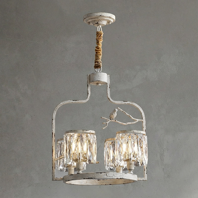 Crystal Hanging Light Fixture with Brass Frame 22 Inch for Dining Room Living Room Foyer Indoor Ceiling Lighting Classic Elegant Design