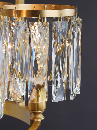 Crystal Hanging Light Fixture with Brass Frame 22 Inch for Dining Room Living Room Foyer Indoor Ceiling Lighting Classic Elegant Design