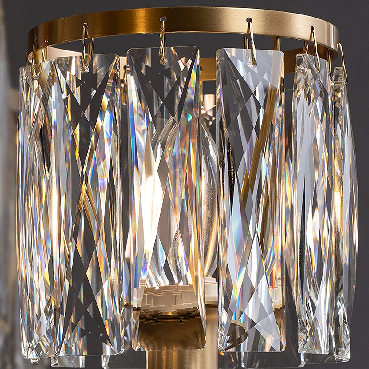 Crystal Hanging Light Fixture with Brass Frame 22 Inch for Dining Room Living Room Foyer Indoor Ceiling Lighting Classic Elegant Design