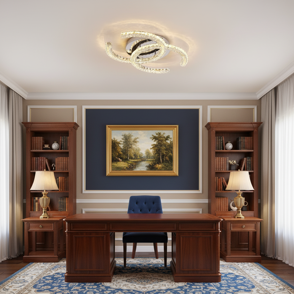 Flush Mount LED Ceiling Light 11 Inch Chrome Crystal Fixture Warm White for Bedroom Bathroom Living Room Hallway Entryway Small Space Modern