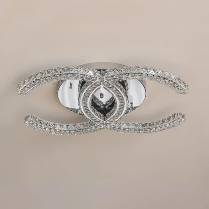 Flush Mount LED Ceiling Light 11 Inch Chrome Crystal Fixture Warm White for Bedroom Bathroom Living Room Hallway Entryway Small Space Modern