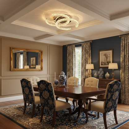 Flush Mount LED Ceiling Light 11 Inch Chrome Crystal Fixture Warm White for Bedroom Bathroom Living Room Hallway Entryway Small Space Modern