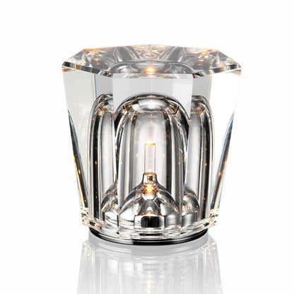 Rechargeable LED Accent Lamp with Crystal Reflective Glass – Compact Nightstand Light for Bedroom, Office Desk, Cozy Reading Nook