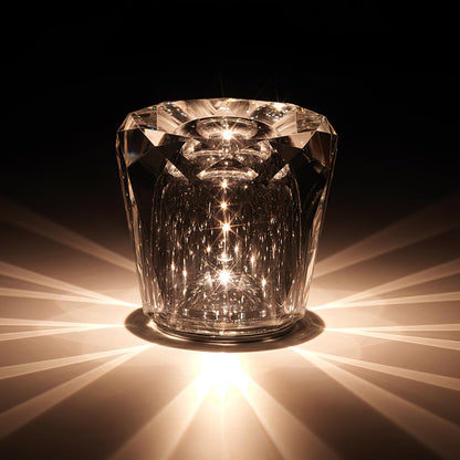 Rechargeable LED Accent Lamp with Crystal Reflective Glass – Compact Nightstand Light for Bedroom, Office Desk, Cozy Reading Nook