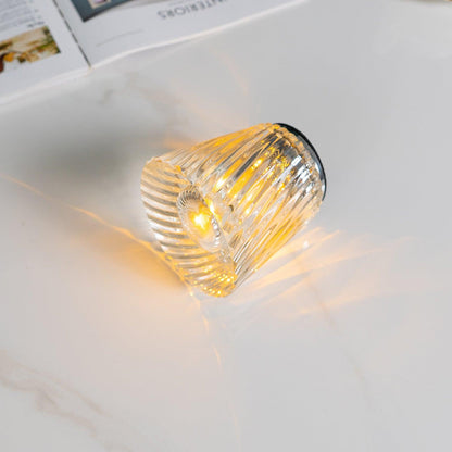 Rechargeable LED Accent Lamp with Crystal Reflective Glass – Compact Nightstand Light for Bedroom, Office Desk, Cozy Reading Nook