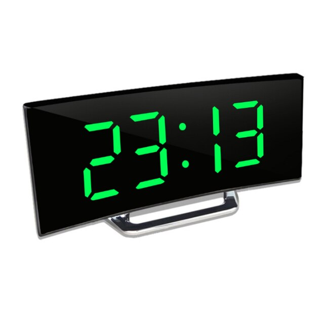 USB-Powered LED Alarm Clock with Curved Screen 6.7 × 2.8 × 1.2 Inches Battery Backup Nightstand Clock Large Display for Bedroom Office Deskt