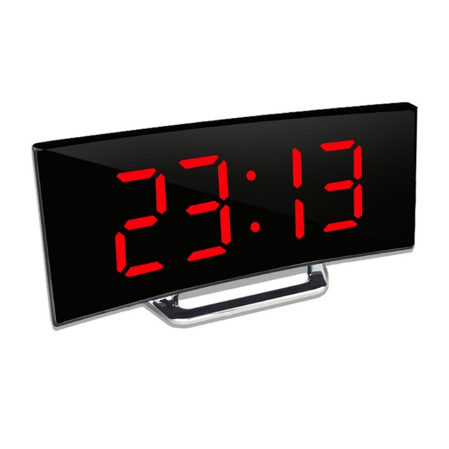 USB-Powered LED Alarm Clock with Curved Screen 6.7 × 2.8 × 1.2 Inches Battery Backup Nightstand Clock Large Display for Bedroom Office Deskt