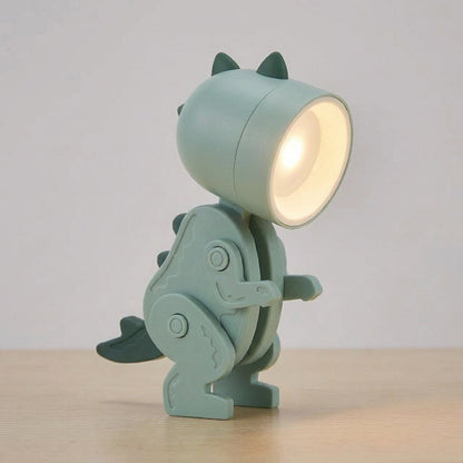 Rechargeable LED Clip-On Reading Light Foldable Dinosaur Design Portable Study Lamp for Desk Bedroom Travel Kids Students Compact Bedside Ni