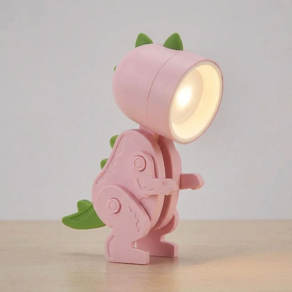 Rechargeable LED Clip-On Reading Light Foldable Dinosaur Design Portable Study Lamp for Desk Bedroom Travel Kids Students Compact Bedside Ni