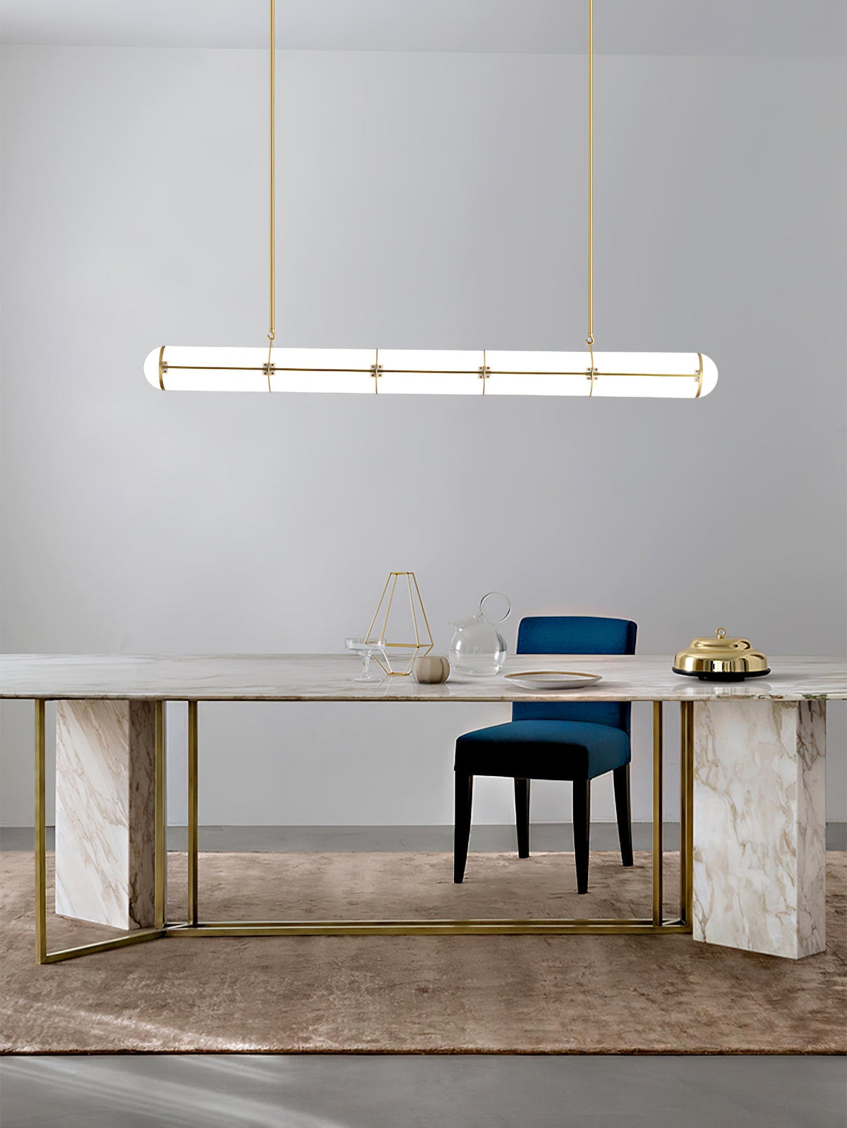 Linear Adjustable LED Overhead Fixture 59-Inch Metal Acrylic Three Color Temperatures for Dining Room Kitchen Living Space Modern Interior L