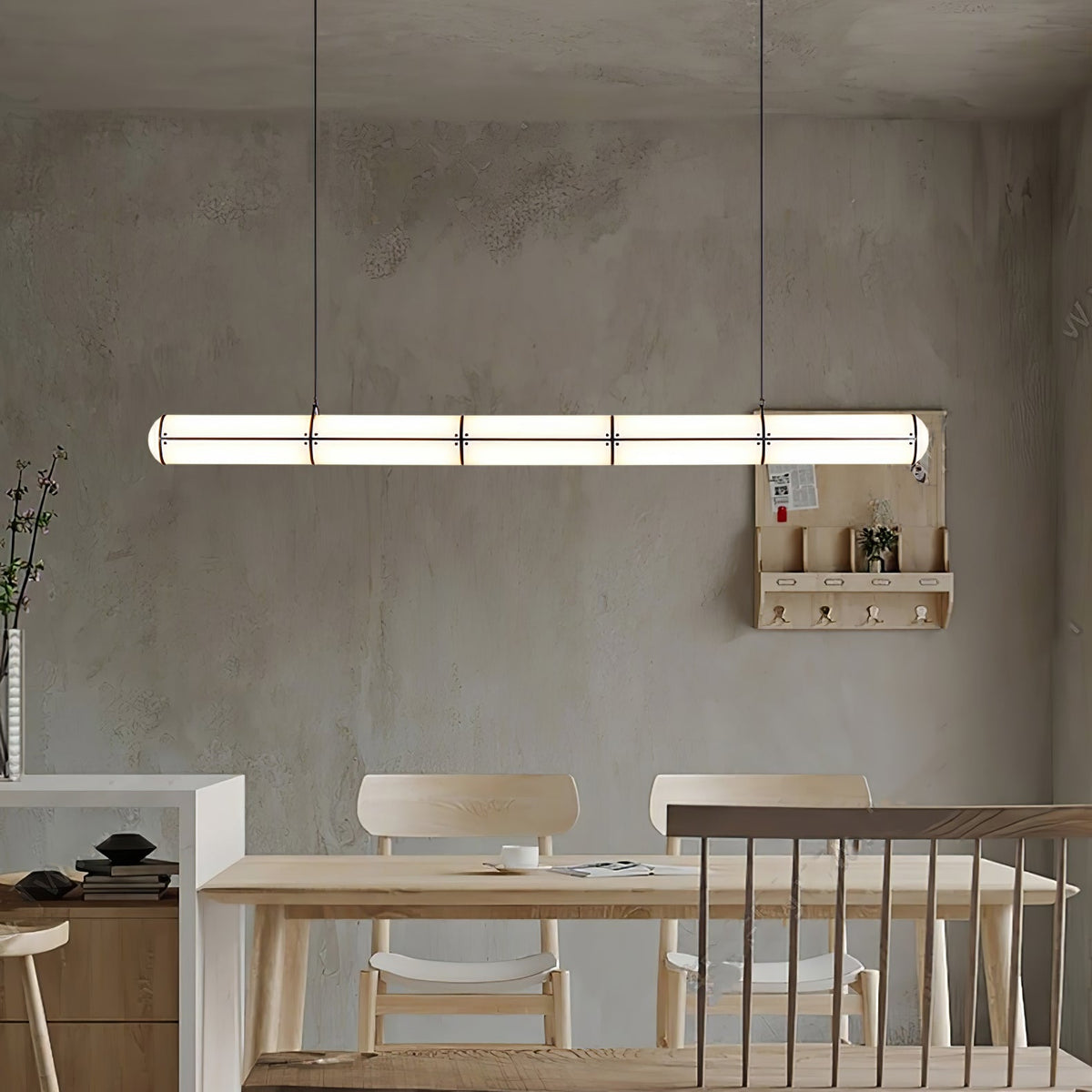 Linear Adjustable LED Overhead Fixture 59-Inch Metal Acrylic Three Color Temperatures for Dining Room Kitchen Living Space Modern Interior L