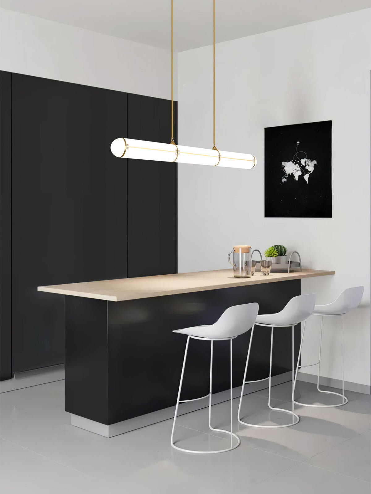 Linear Adjustable LED Overhead Fixture 59-Inch Metal Acrylic Three Color Temperatures for Dining Room Kitchen Living Space Modern Interior L