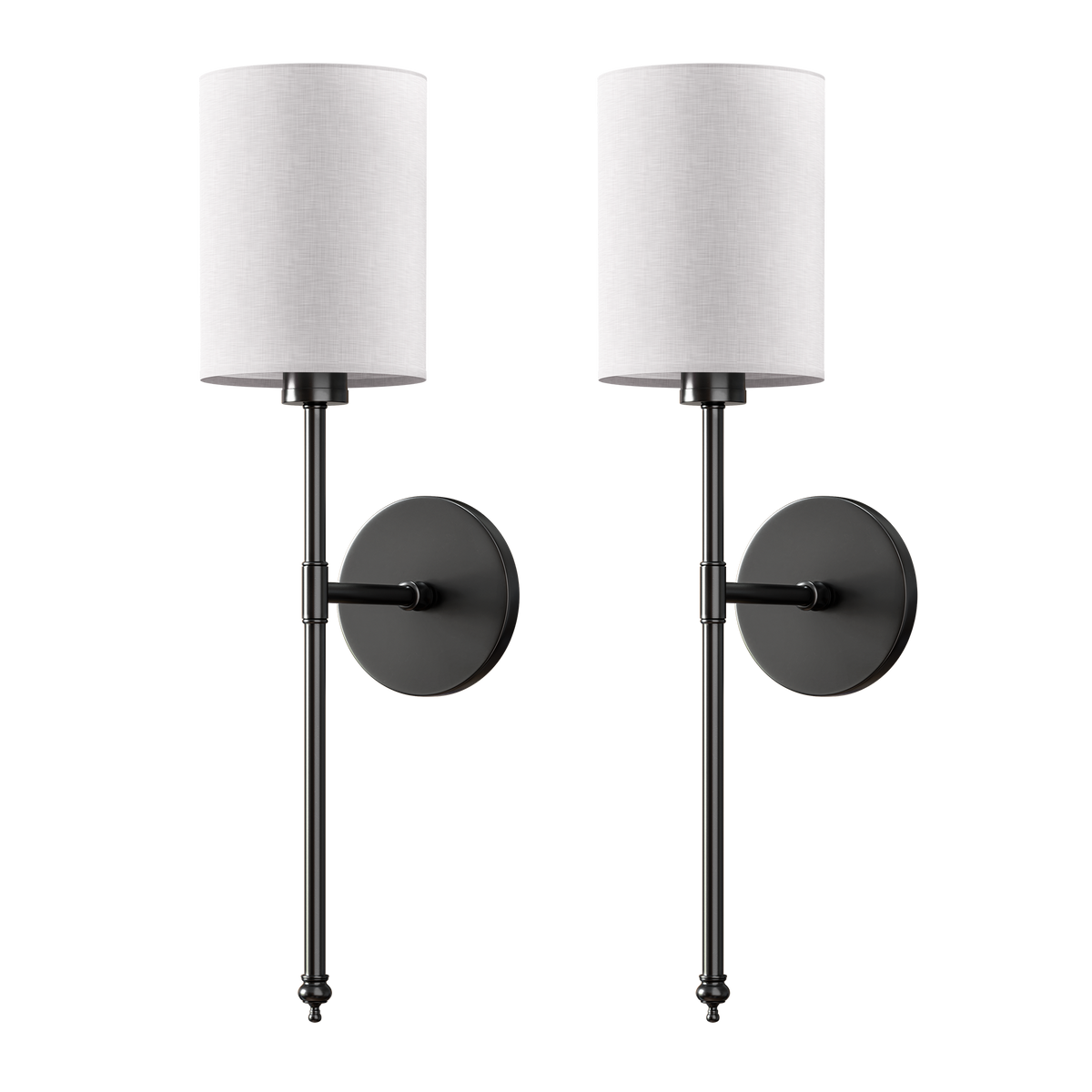 Rechargeable Sconce Set with Fabric Shade 20 in Height Wireless Installation RGB Dimmable Bedside Lights for Home Brushed Metal Finish Set o