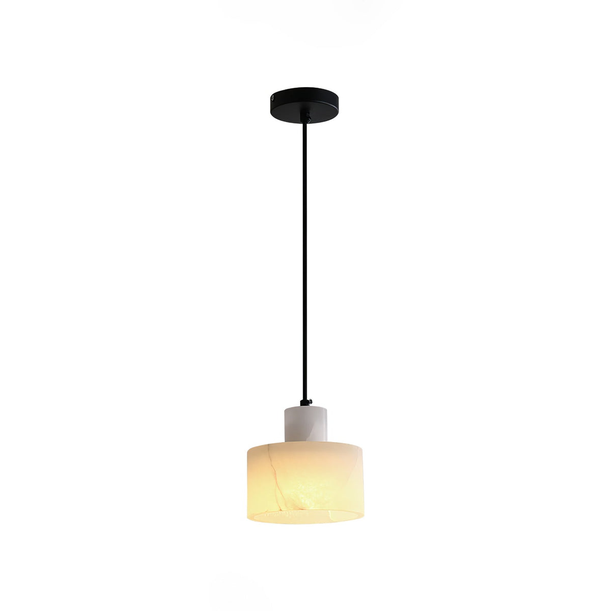 Stone Cylinder Hanging Lamp White Adjustable Drop Ceiling Fixture for Kitchen Island Dining Room Bedroom Hallway Natural Alabaster E27 Socke
