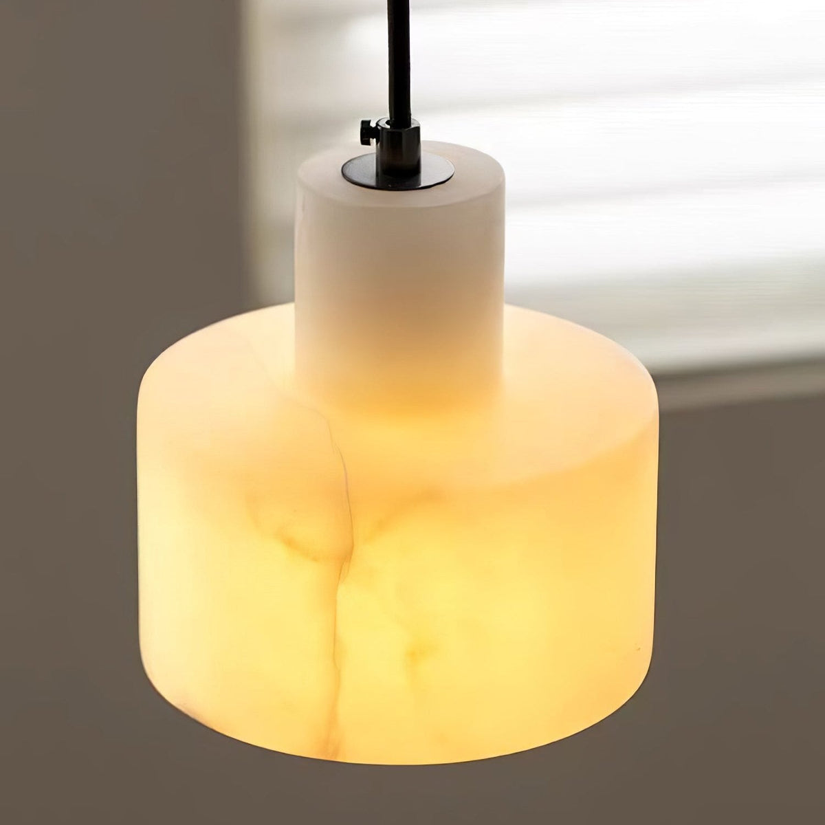 Stone Cylinder Hanging Lamp White Adjustable Drop Ceiling Fixture for Kitchen Island Dining Room Bedroom Hallway Natural Alabaster E27 Socke