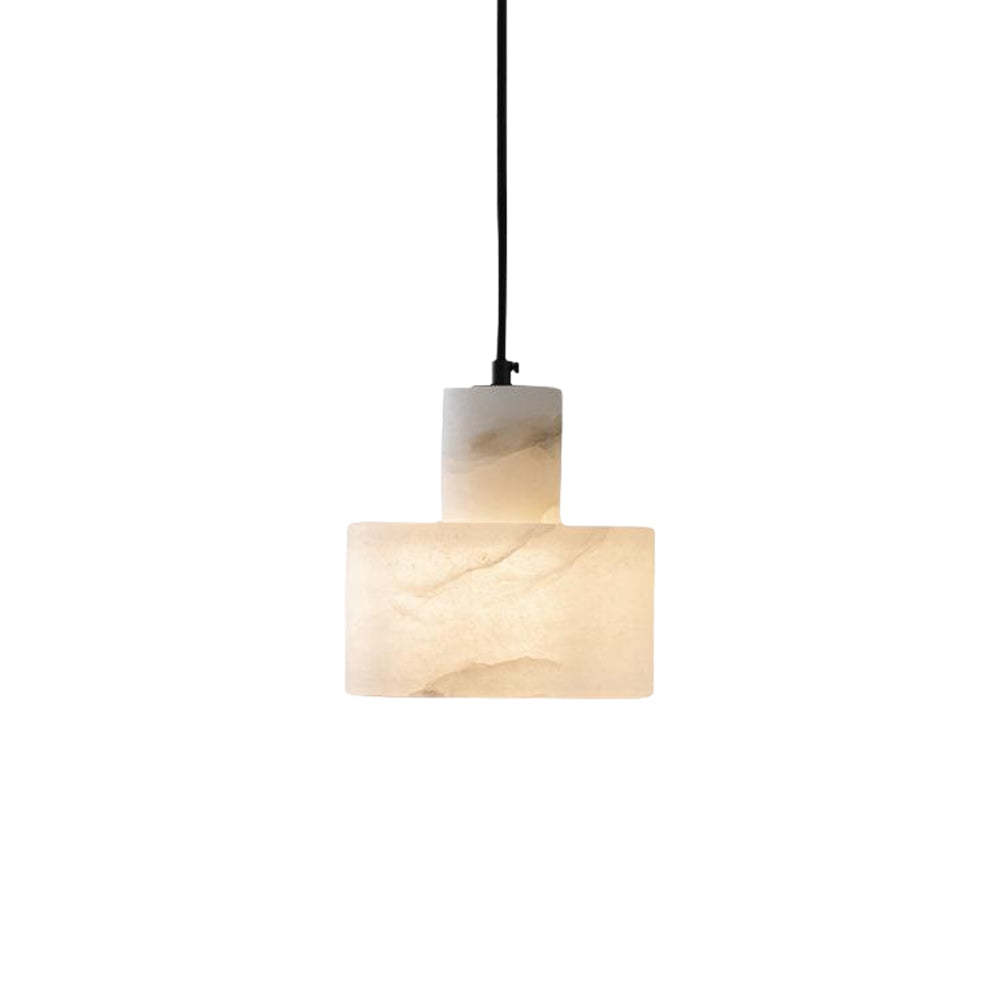 Stone Cylinder Hanging Lamp White Adjustable Drop Ceiling Fixture for Kitchen Island Dining Room Bedroom Hallway Natural Alabaster E27 Socke