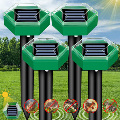 EcoGuard | Ultrasonic Pest Repeller with Solar Power & Waterproof Design | Humane Solution for Moles and Rodents