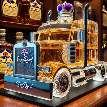 Semi-Truck Glass Whiskey Decanter for Home Bar & Man Cave | Liquor Bottle Shaped Like 18-Wheeler | Gift for Truckers, Drivers & Bourbon