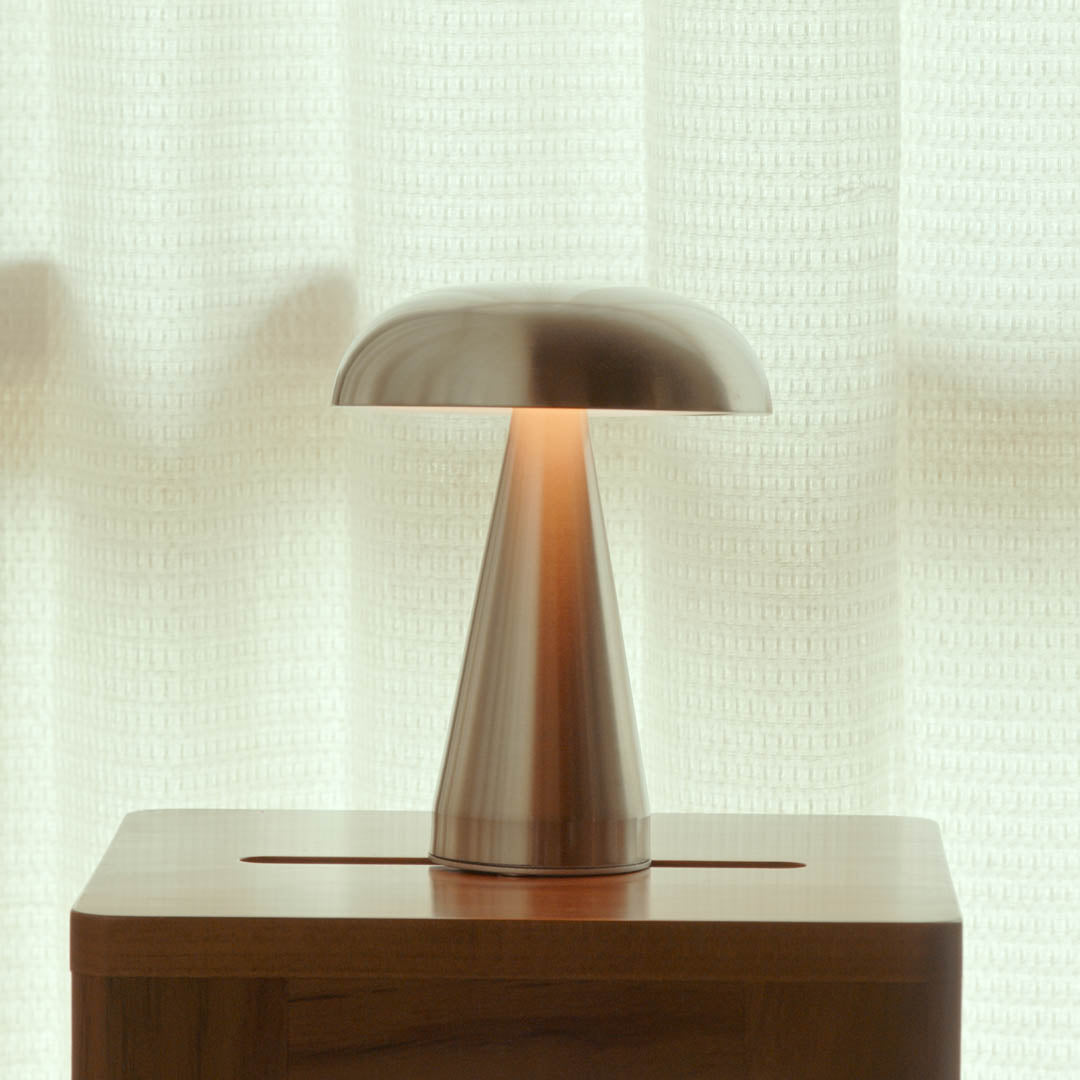 Cordless Touch Lamp Metal Rechargeable 8.5 in Portable Light Indoor Outdoor Patio Dining Bedside Nightstand Ambient USB-C 3 Brightness Level