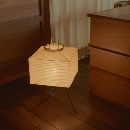 Geometric Paper Lantern Stand Lamp White 24 inch Tall Zen Décor Soft Glow Minimal Japanese Ambient Light Reading Nook Bedroom Living Space