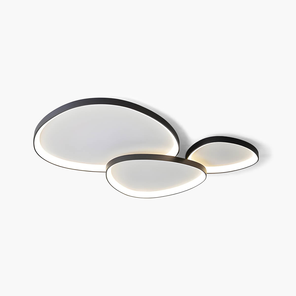 LED Flush Mount Light Fixture 35 in Iron Wave Design Dimmable for Bedroom Living Room Dining Hall Black White Modern Semi-Flush Ceiling Ligh