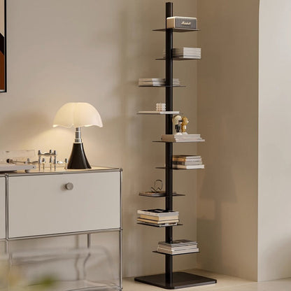 Tower Storage Rack 9-Tier Vertical Shelving Unit for Organizing Books Files Office Supplies Multicolor Steel Frame 68.5 in Tall 15.75 in Wid
