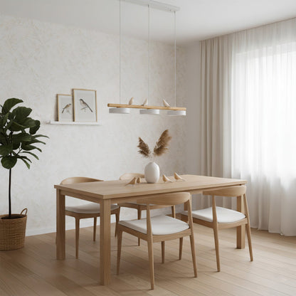 Sculptural Bird Ceiling Light 31 in with Movable Resin Accent LED Dimmable Metal Wood for Dining Room Bedroom Living Room Kitchen Modern Art