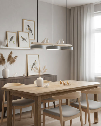 Sculptural Bird Ceiling Light 31 in with Movable Resin Accent LED Dimmable Metal Wood for Dining Room Bedroom Living Room Kitchen Modern Art