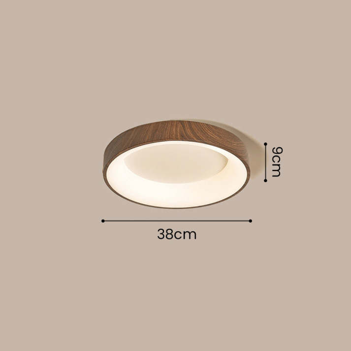 Round Flush Mount Light Fixture Wood Grain Finish 14-24 inch LED for Bedroom Living Room Hallway Modern Low Profile