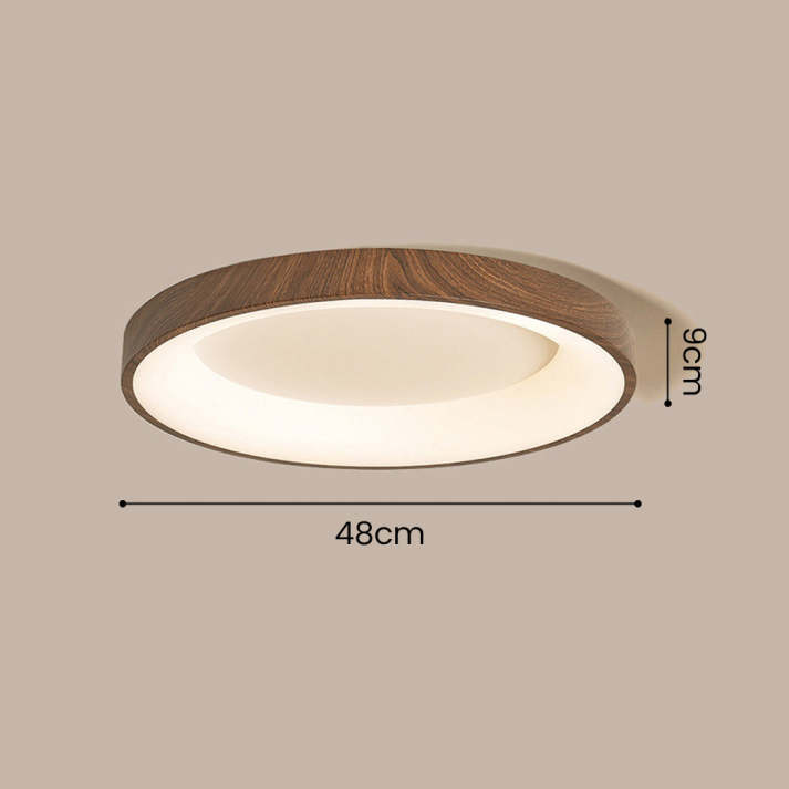 Round Flush Mount Light Fixture Wood Grain Finish 14-24 inch LED for Bedroom Living Room Hallway Modern Low Profile