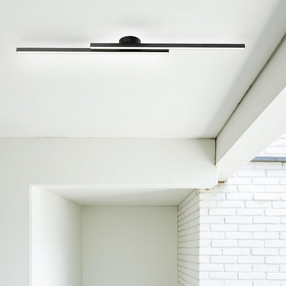 Flush Mount LED Overhead Light | Black Aluminum Linear Low-Profile Fixture for Bedrooms, Entryways & Compact Spaces | Modern Minimalist Desi