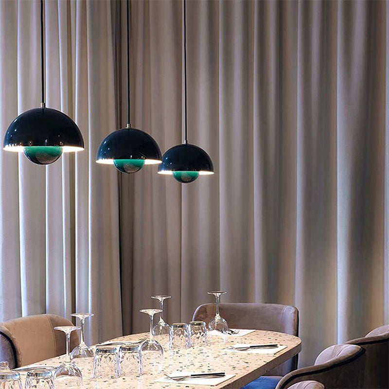 Metal Dome Pendant Light 9 in Adjustable E26 for Dining Table Kitchen Island Bedroom Mid-Century Modern Hanging Fixture