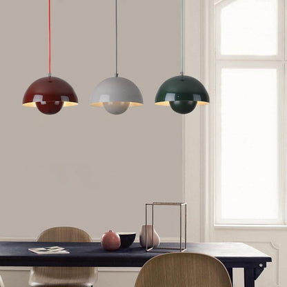 Metal Dome Pendant Light 9 in Adjustable E26 for Dining Table Kitchen Island Bedroom Mid-Century Modern Hanging Fixture