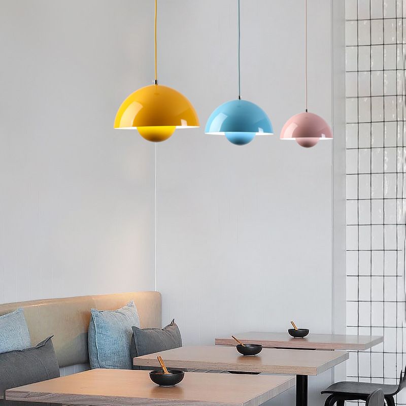Metal Dome Pendant Light 9 in Adjustable E26 for Dining Table Kitchen Island Bedroom Mid-Century Modern Hanging Fixture