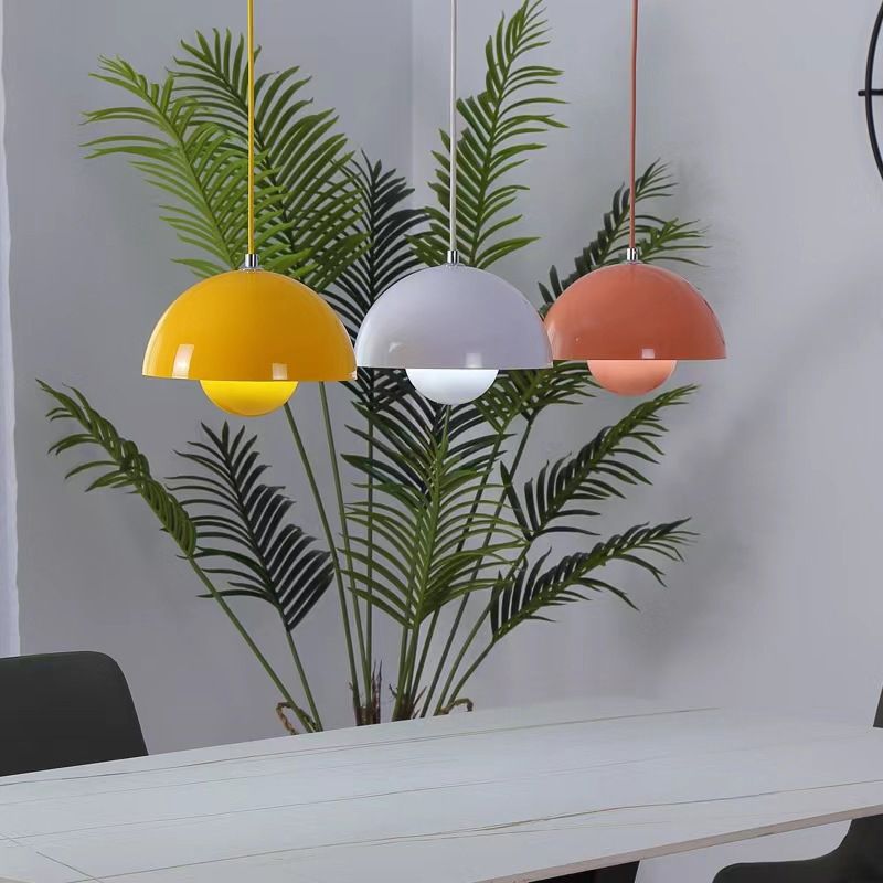 Metal Dome Pendant Light 9 in Adjustable E26 for Dining Table Kitchen Island Bedroom Mid-Century Modern Hanging Fixture