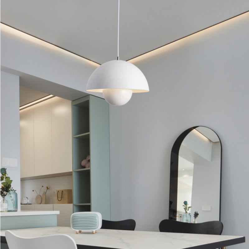 Metal Dome Pendant Light 9 in Adjustable E26 for Dining Table Kitchen Island Bedroom Mid-Century Modern Hanging Fixture
