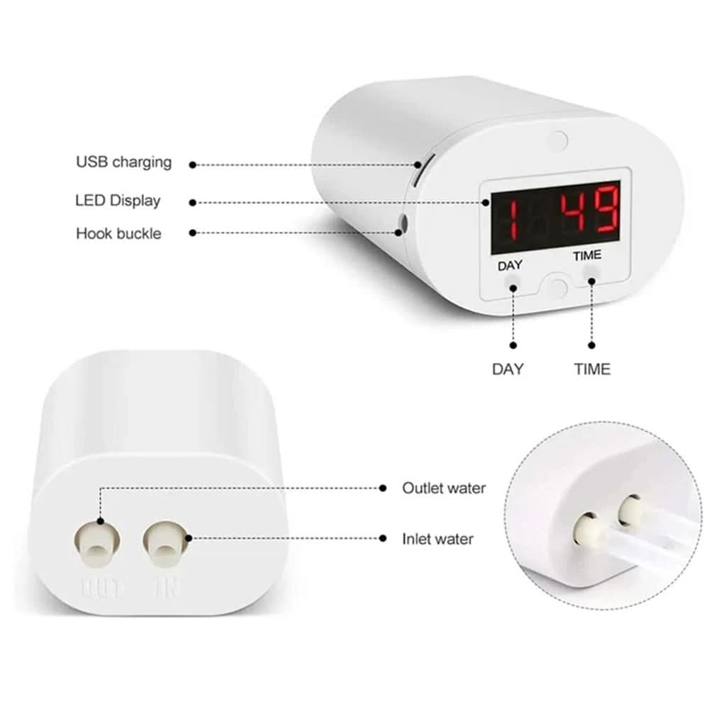 Automatic Indoor Plant Watering Timer System with Programmable Schedule & Rechargeable Battery for Home Garden Self-Irrigation