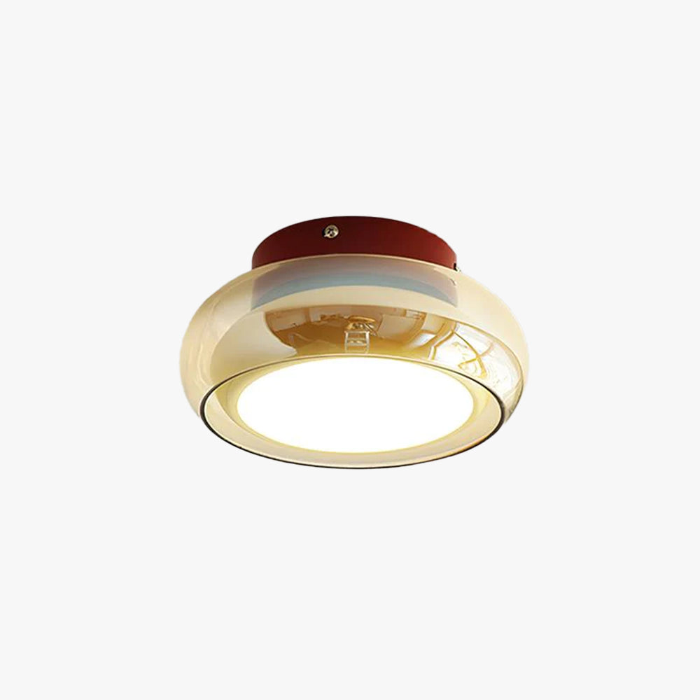 Glass Flush Mount Ceiling Light with Metal Frame – Ambient LED Fixture for Bedroom, Living Room & Kitchen – 3 Color Temperatures