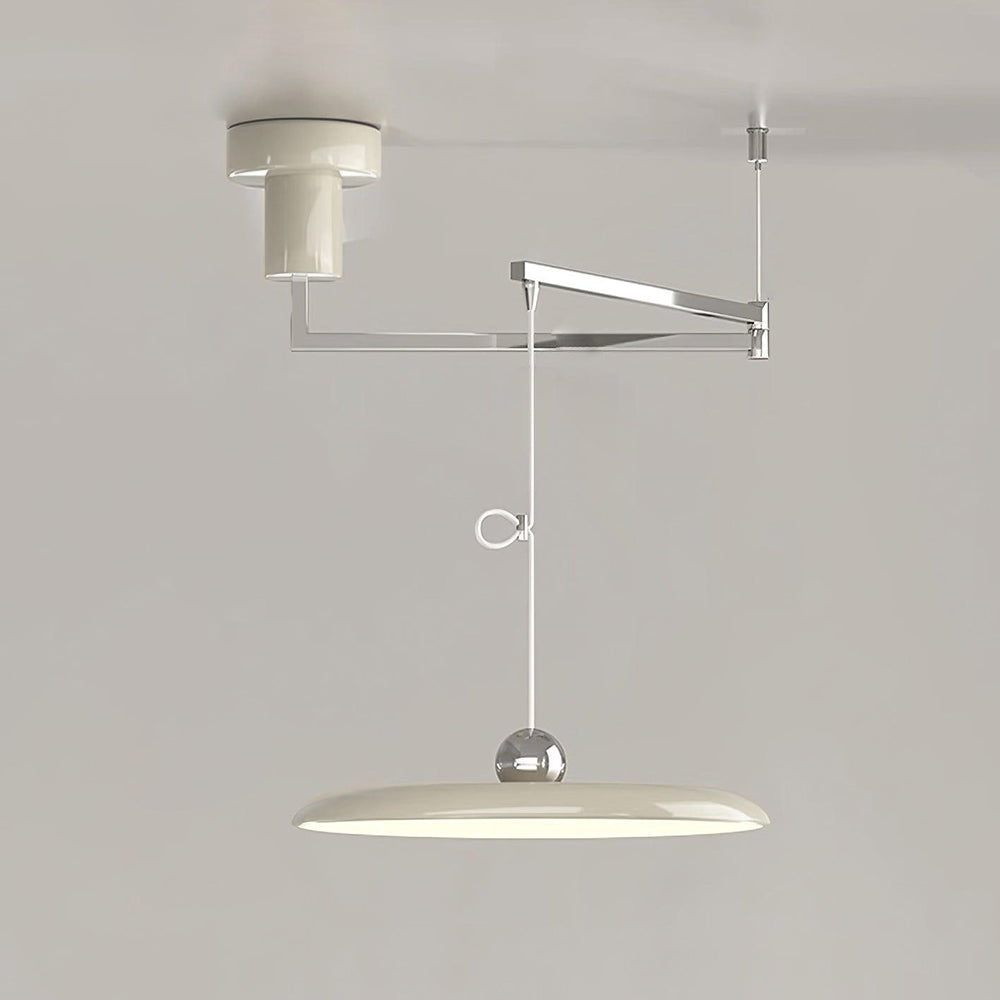 Swing-Arm Chandelier with Integrated LEDs for Kitchen Island, Dining Table & Home Office – Metal Shade, Adjustable Height