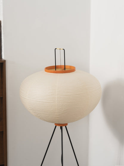 Handcrafted Paper Shade Tripod Standing Lamp 20 in White for Living Room Bedroom Reading Nook Accent Light Japandi Minimalist Decor